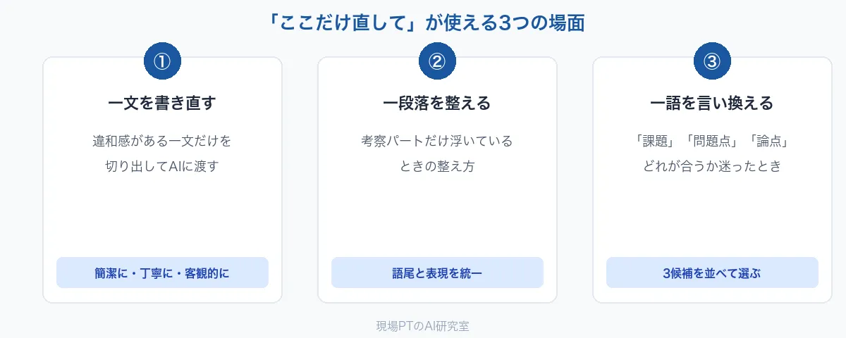 部分修正の使いどころ(一文・一段落・一語)